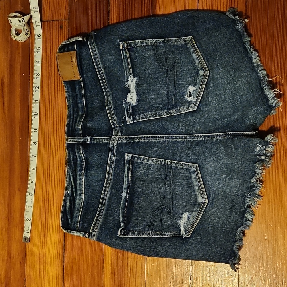 American Eagle Outfitters Ripped Jean Shorts - Dark Blue - Picture 2 of 3